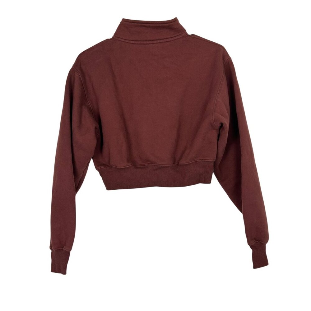 TNA Aritzia Womens Sweatfleece Cozy Fleece Perfect Fit Half-Zip Burgundy XS - Picture 2 of 11